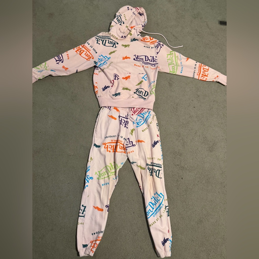 Von Dutch Colorful Logo Hoodie and Pants Set